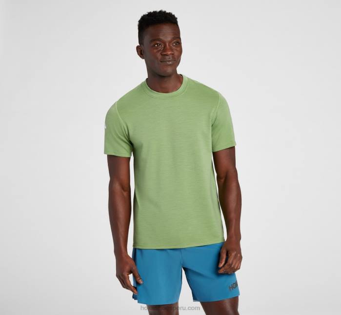 hombres 0LP0D645 mezcla de merino de peso medio manga corta Hoka escarcha helada