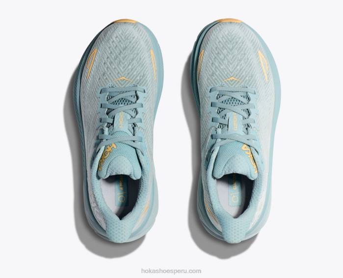 hombres 0LP0D411 clifton 9 Hoka nube azul/flujo de hielo