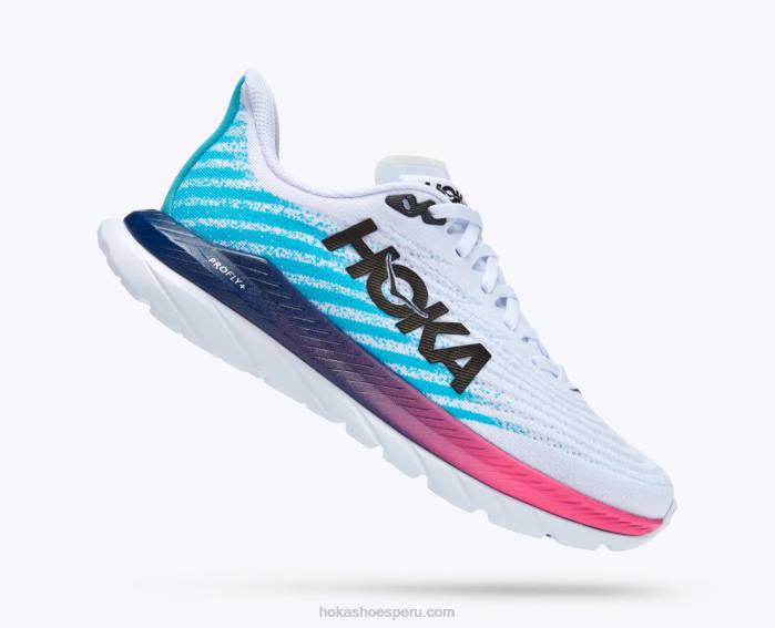 mujer 0LP0D32 Mach 5 Hoka blanco/azul marino