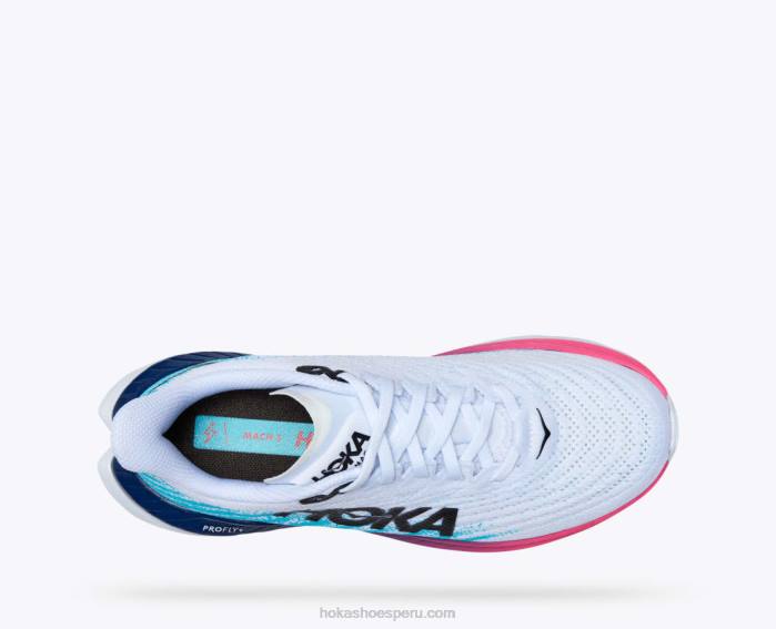 mujer 0LP0D32 Mach 5 Hoka blanco/azul marino