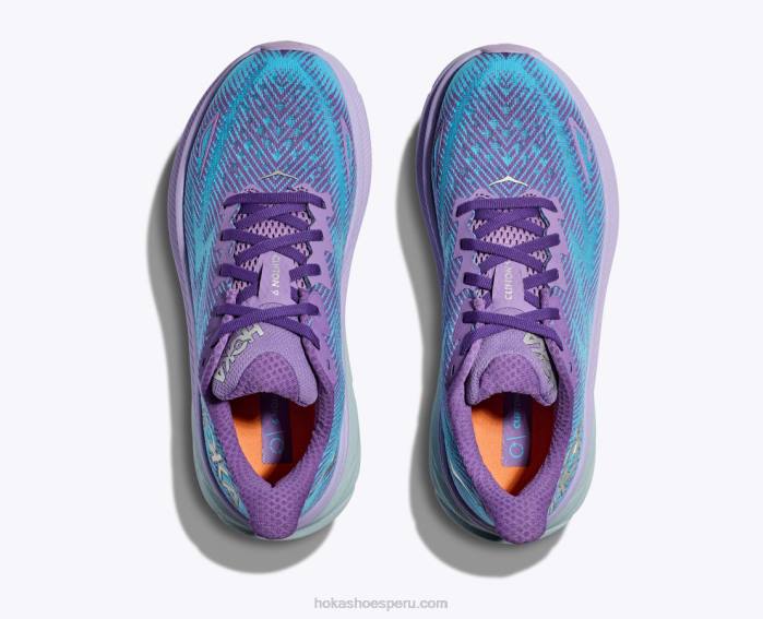 mujer 0LP0D4 clifton 9 Hoka violeta tiza/lila pastel